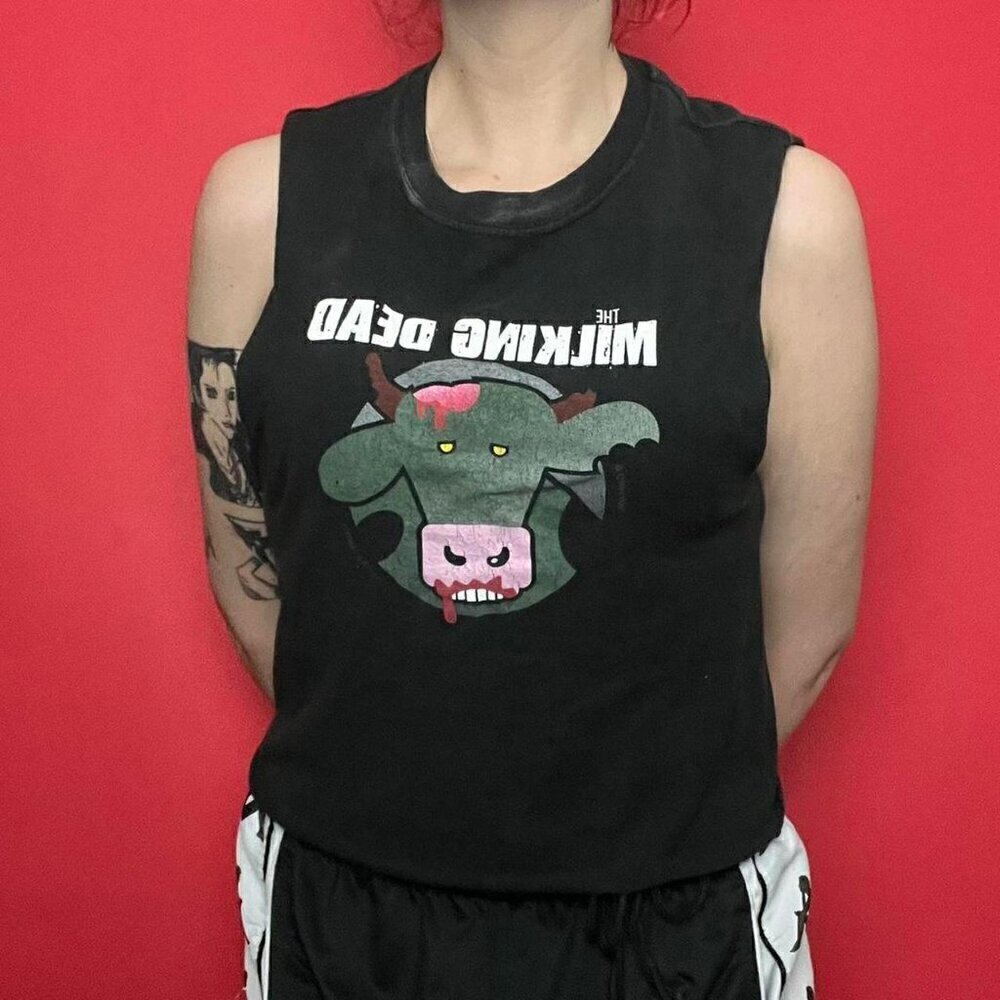 Walking dead / distressed and reworked milking dead crop top​​​​​​​​​​​
